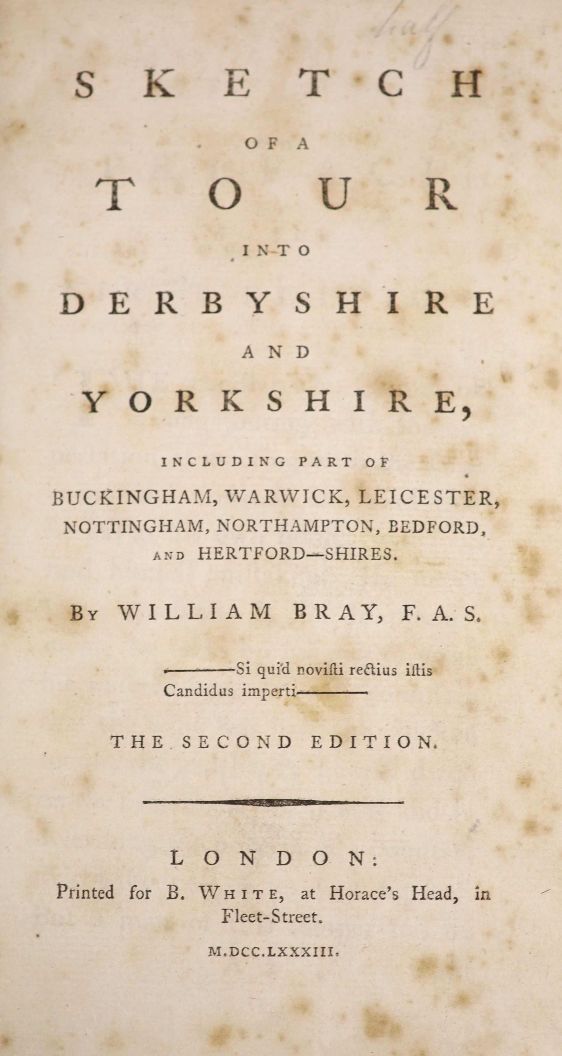 Bray, William. Sketch of a Tour into Derbyshire and Yorkshire ...